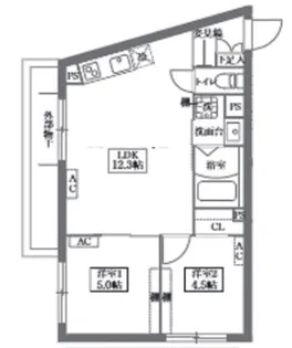 東京都大田区鵜の木1【マンション】の間取り