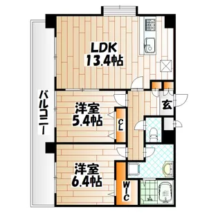 フェリシエ京町【8階】の間取り