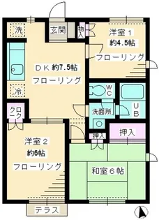 ヒューゲル三輪【1階】の間取り