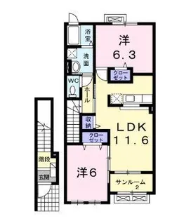 ノイエ プラッツI【2階】の間取り
