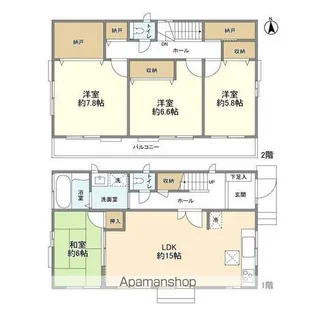 神奈川県横浜市都筑区荏田東2【一戸建】の間取り
