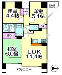 アクシルコート竹の塚【9階】の間取り