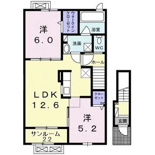 サンライズさくらまちC【2階】の間取り