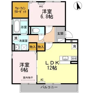 セジュ一ルスハマB【2階】の間取り