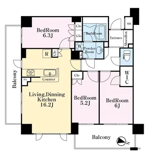 グランスイート綾瀬桜木橋【11階】の間取り