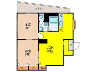 ローレルハウス北畠【1階】の間取り