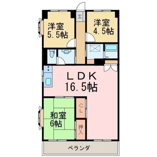 アサヒパレス庄内【6階】の間取り