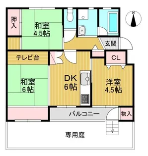 長岡天神ハイツ14棟【1階】の間取り