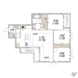 プラテリアコート市川【3階】の間取り