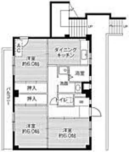 ビレッジハウス迎田4号棟【2階】の間取り