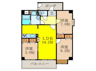 ブランドール南茨木【3階】の間取り