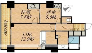 PRIME URBAN札幌 RIVER FRONT【10階】の間取り