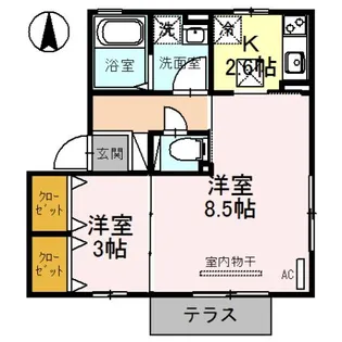 アペルトコート B【1階】の間取り