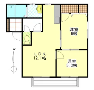 バリュージュ大橋A【1階】の間取り