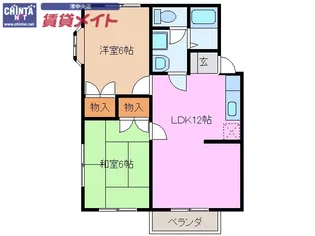 ハイツ秋桜【1階】の間取り