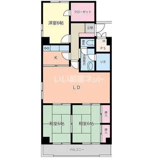 第三グリーンハイツ松縄【4階】の間取り