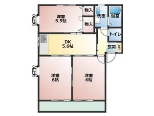 エクセル花本B【2階】の間取り