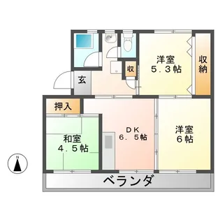 リバーサイドハイツ丸山A【3階】の間取り