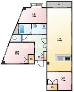 レジデンス蛍茶屋【3階】の間取り
