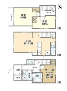 東京都世田谷区玉堤2【一戸建】の間取り