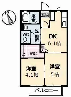 グランディアス 壱番館【2階】の間取り