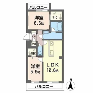 ヴィアソーレ【3階】の間取り