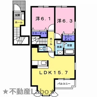 徳島県板野郡北島町鯛浜字川久保【アパート】の間取り
