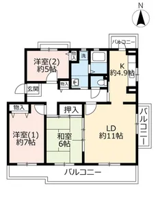 URコンフォールかぶと台【1階】の間取り