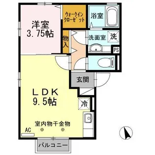 ライジングルーム和田【2階】の間取り