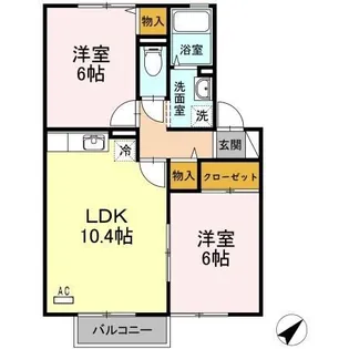 セジュールあいの A棟【1階】の間取り