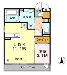 KRANE B棟【1階】の間取り