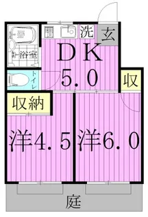 萩沢ハイツB棟【1階】の間取り