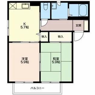 エバーグリーンB【2階】の間取り