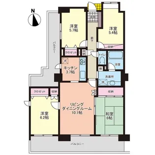 コープ野村ヒルズ川内【9階】の間取り