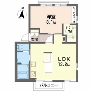 プリヴァートハイツC【2階】の間取り