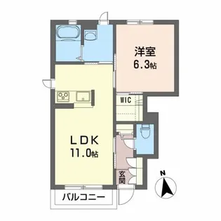 シャーメゾン朝日ヶ丘D【1階】の間取り