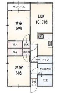 ノーブルハイツ2【1階】の間取り