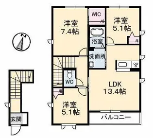 レヴリー B棟【2階】の間取り