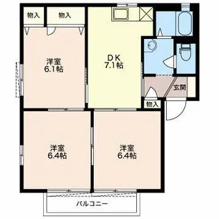 グランシャリオ中吉田A棟【1階】の間取り
