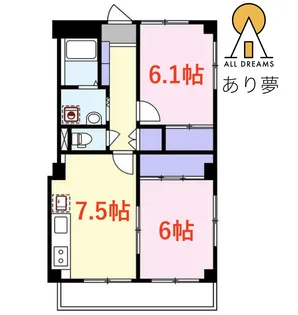 大芝台ハイツ(オオシバダイハイツ)【2階】の間取り