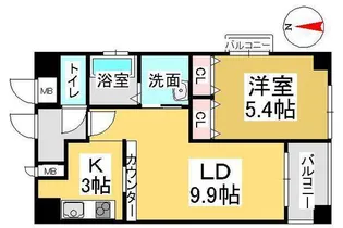 クレストシティ中井町【9階】の間取り