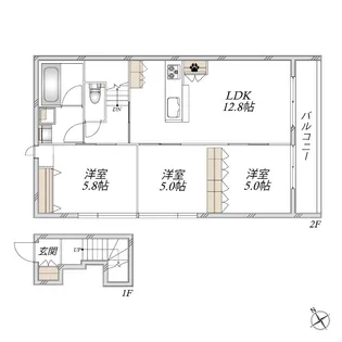ル・オリーヴィエ【2階】の間取り