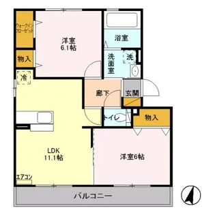グランビューコート B【2階】の間取り