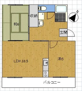 北の町ハイツB【2階】の間取り