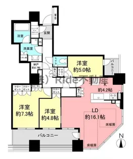 クレヴィアタワー大阪本町【22階】の間取り
