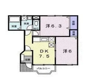 2DKの間取り画像