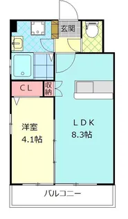ラデュース新町【8階】の間取り