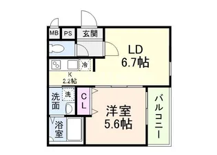 大阪府大阪市東住吉区北田辺6【アパート】の間取り