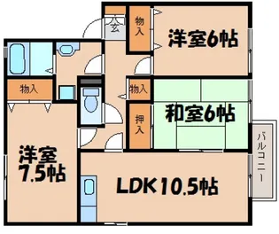広島県広島市安芸区中野東5【アパート】の間取り
