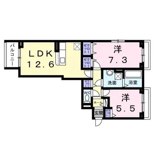 2LDKの間取り画像